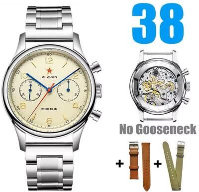Uplift Essentials Red Star 1963 Mechanical Pilot Watch With Seagull Movement 38mm Or 40mm Chronograph For Men 38mm No Goose st