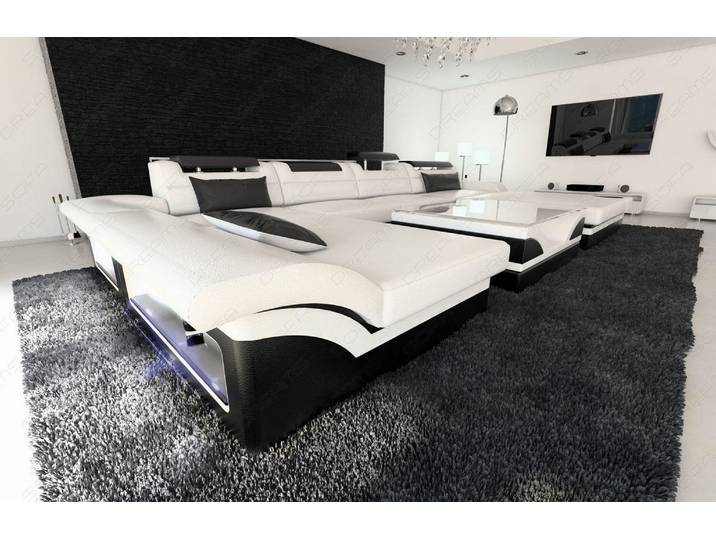 Mini Wohnlandschaft Monza Eleganz U-Form aus Leder