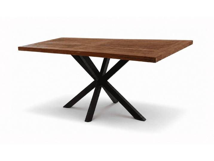 JVmoebel Säulen-Esstisch Esstisch Holz Metallgestell Modern Natur Design Esszimmer Rechteck