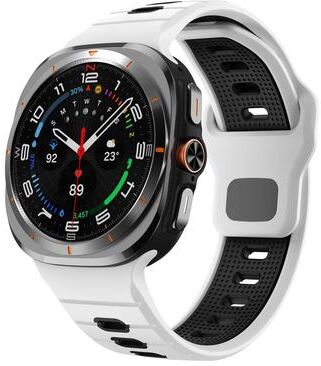 United Samsung Galaxy Watch Ultra Silicone Sport Band With Reverse Buckle And Striped Design white Black