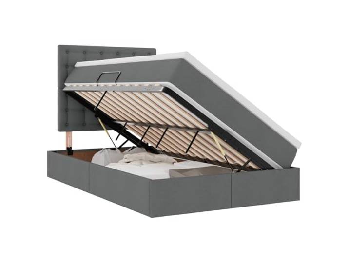 KKgypkn LED Bett Dunkelgrau Polyester 120x200 cm mit Matratze, Stauraumbett mit hydraulischem Liftsystem und RGB-LED-Beleuchtung, modernes Bettgestell aus Metall mit weichem Kopfteil