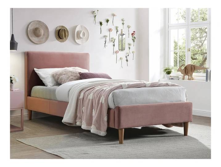 Einzelbett ACOMA VELVET 90 x 200 cm, rosa