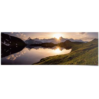 Poster REINDERS "Bergsee Sonnenuntergang", bunt (farbe bild(er): mehrfarbig), B:158cm H:53cm, Papier, Bilder, Poster