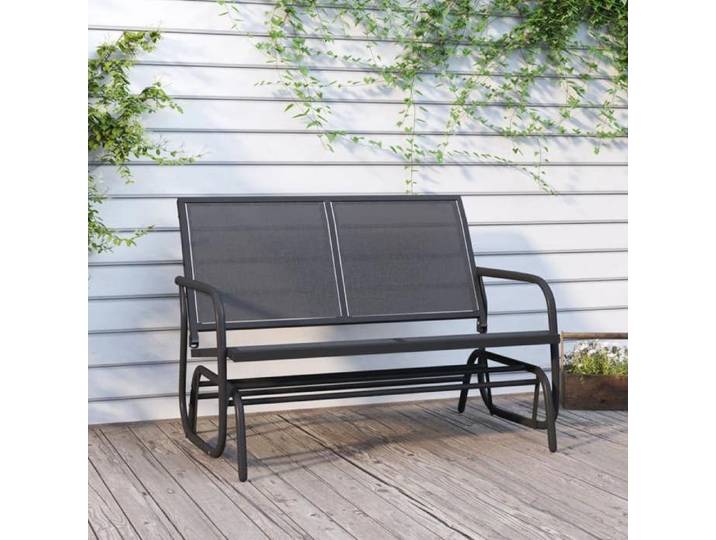 Bonne qualité - Banc oscillant de jardin noir 120 5x76x86 5 cm - haut de gamme - textilène/acier13106