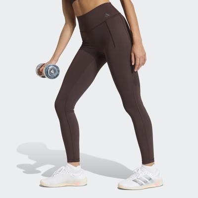 Trainingstights ADIDAS PERFORMANCE "OPTIME WORKOUT FULL LENGTH LEGGINGS", Damen, Gr. XL, N-Gr, braun (aurora coffee, normal, gr.), Obermaterial: 73% Polyester, 27% Elasthan, Hosen