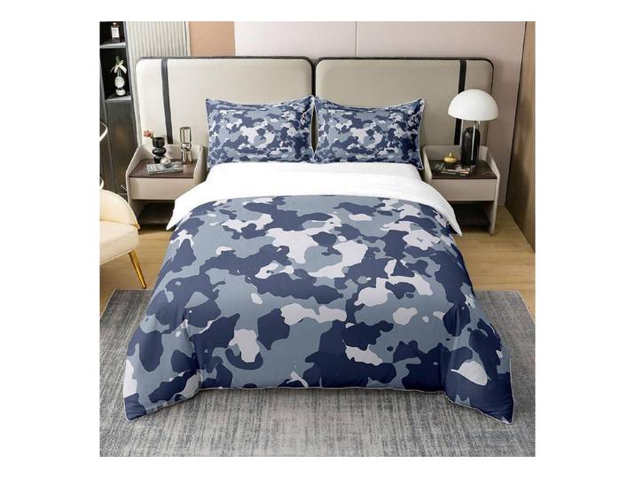 LuxusKollektion Kinderbettwäsche Bettwäsche Camouflage 200x200cm Militär Blau