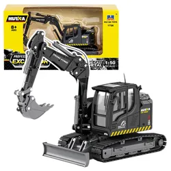 Mobilbagger mit Bulldozer Metall Huina Schwarz 1:50