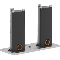 Dornbracht UP-Bodenbefestigung SERIENNEUTRAL – Edelstahl, 1/2 Anschlusswinkel, Stichmaß 150 mm, mit Wasserschutz-Manschetten und Rohbau-Schutzhauben