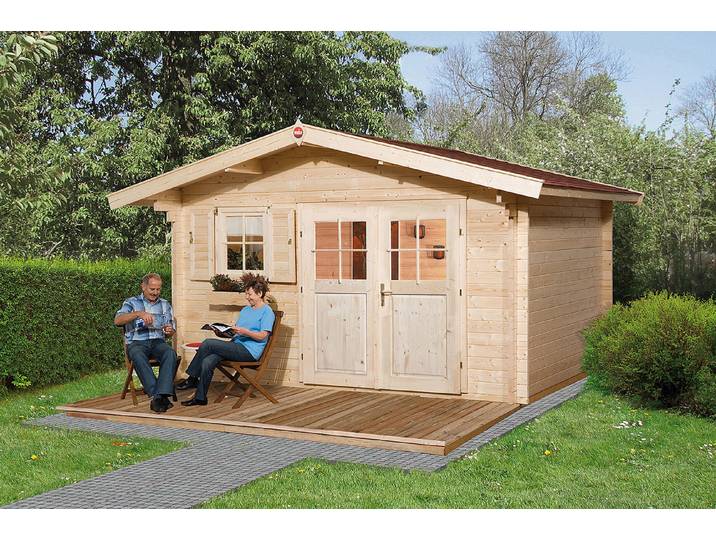 Weka Gartenhaus 136 Gr. 2 mit Vordach 380 × 380 cm 45 mm