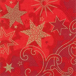 ti-flair 20 Servietten Papier 33x33cm 3-lagig - hochwertige Einweg Papierservietten goldenes Sternmotiv festlich Tischdeko Weihnachten Silvester Geburtstag
