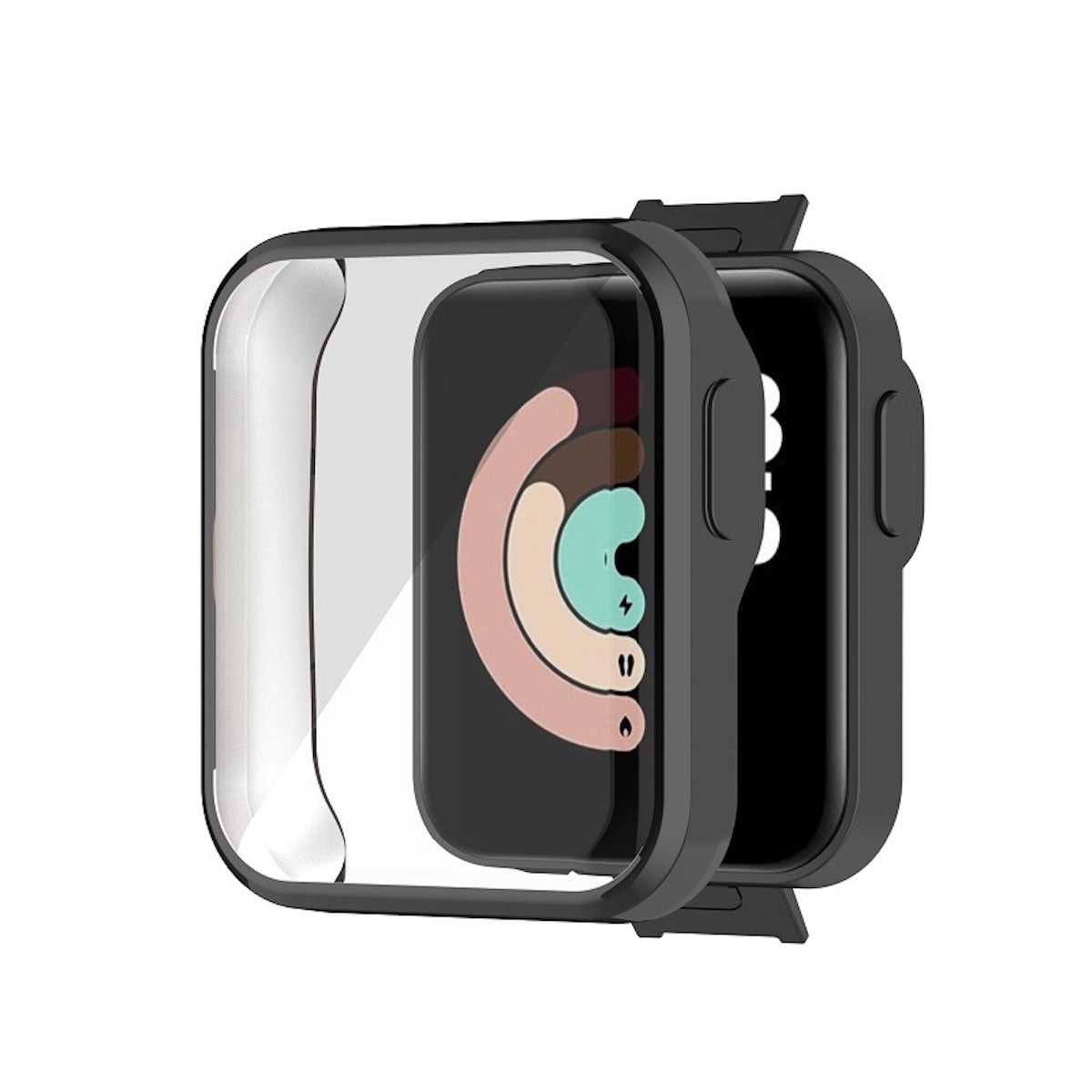 Wigento Beschermhoes voor Xiaomi Redmi Watch - Transparante TPU met Galvanisatie - Zwart