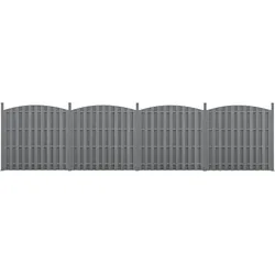WPC Gartenzaun mit Rundbogen (165-185)x747 cm Grau [neu.holz]