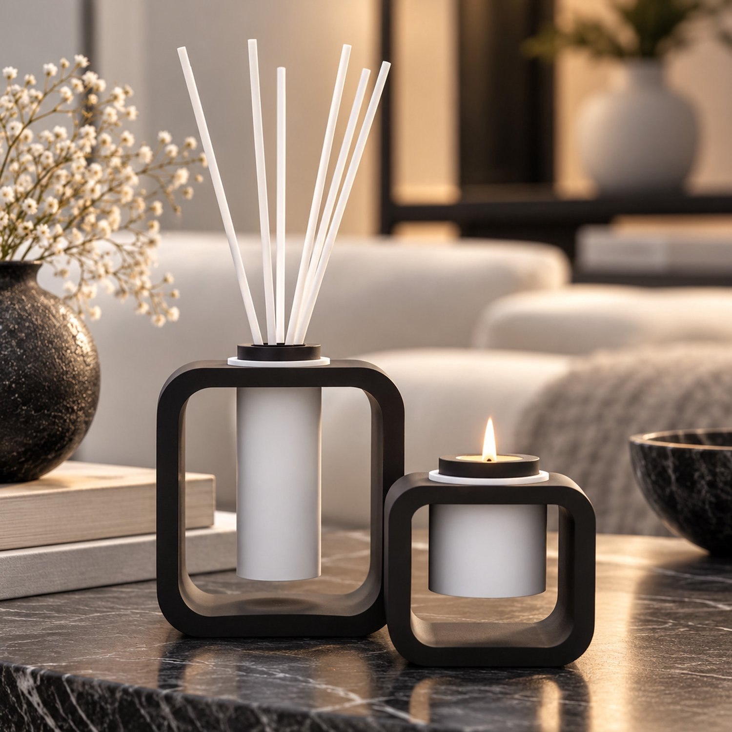 Destiny Giftset met Diffuser 200ml, Cozy Plaid en 3D Geprinte LED Kaarshouder van Gerecycled Kunststof