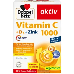 Doppelherz Vitamin C 1000 + D3 + Zink DEPOT 100 St