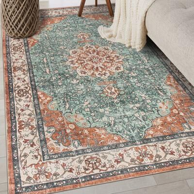 World Rug Gallery Traditional Oriental Medallion Washable Non-Slip Area Rug
