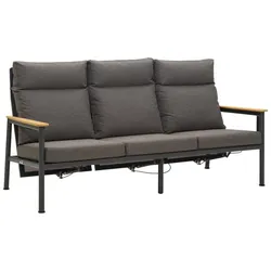 Gartensofa Gordon 3-Sitzer, Aluminium & Outdoor-Stoff, Verstellbar, Anthrazit