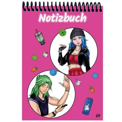 A 5 Notizblock Manga Quinn und Enora, pink, blanko
