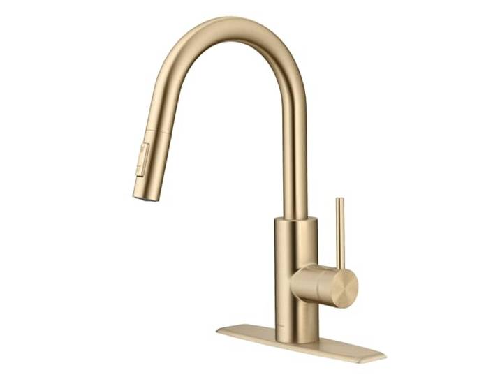 KRAUS Oletto Pull-Down-Einhand-Küchenarmatur mit QuickDock Top Mount Installation Montage Montage in Spot Free Antik Champagner Bronze, KPF-2620SFACB