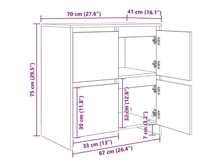 Rangement de cuisine - Buffet Chêne artisanal 70x41x75 cm Bois d'ingénierie - Buffet Vaisselier Rangement@577555