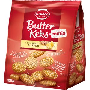 Wikana Kekse Butter Kekse Minis, mit feiner Butter, 125 g