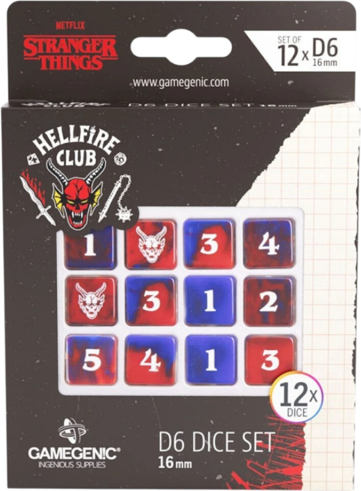 Gamegenic Stranger Things: Hellfire Club D6 Tärningsset 16mm (12 St)