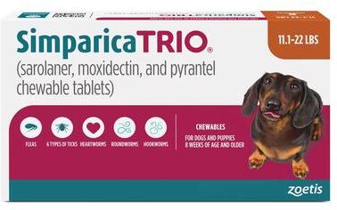 Simparica Trio For Dogs 11.1-22 Lbs (Caramel) 3 Chews