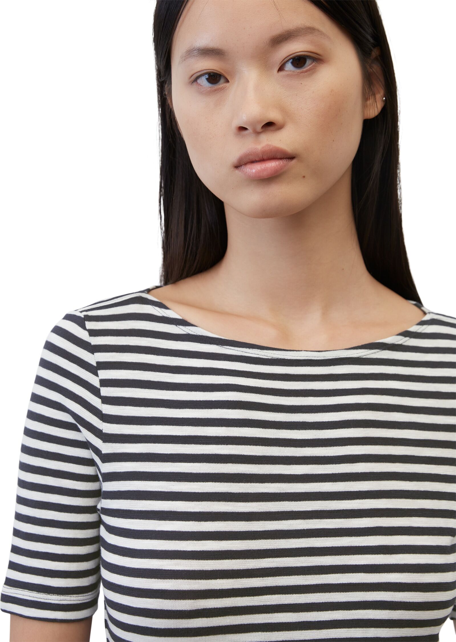 Marc O' Polo T-Shirt MARC O'POLO, Damen, Gr. S, blau (multi, night sky), Obermaterial: 97% Baumwolle, 3% Elasthan, gestreift, Rundhals, Shirts T-Shirt multi, night sky S