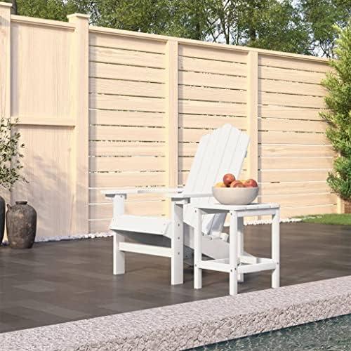 Adirondack-Sessel aus HDPE mit Beistelltisch, weiß | Inklusive eines wetterbeständigen Sitzes mit hoher Rückenlehne und eines passenden Beistelltisches für entspannte Stunden auf Terrasse, Deck oder Balkon.