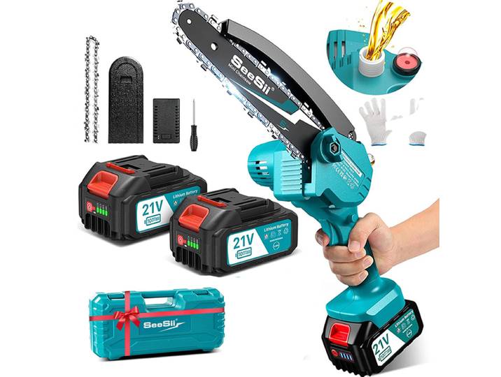 Seesii 15.2cm scie électrique 6 ''Mini tronçonneuse sans fil Rechargeable travail du bois scie d'élagage de jardin pour batterie Makita 18V ﻿ broche