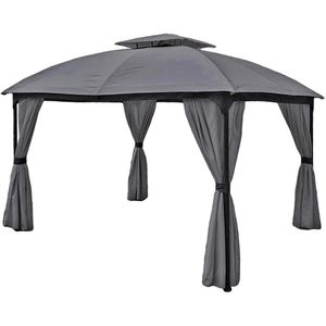 Garden-Pleasure Pavillon KAMA, 507383, anthrazit, 3 x 3,6m, wasserabweisend, Stecksystem