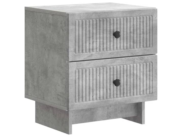 KUPTYERFG Nachttisch Betongrau mit 2 Schubladen 43x34,5x47,5 cm Kompakter Nachtschrank aus Holzwerkstoff in Betongrau. Ideal als Beistelltisch für Schlafzimmer und Wohnzimmer.