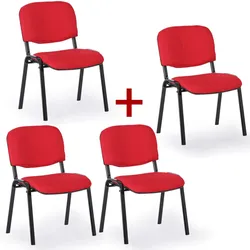 Konferenzstühle VIVA PLUS 3+1 GRATIS - schwarze Füße, rot