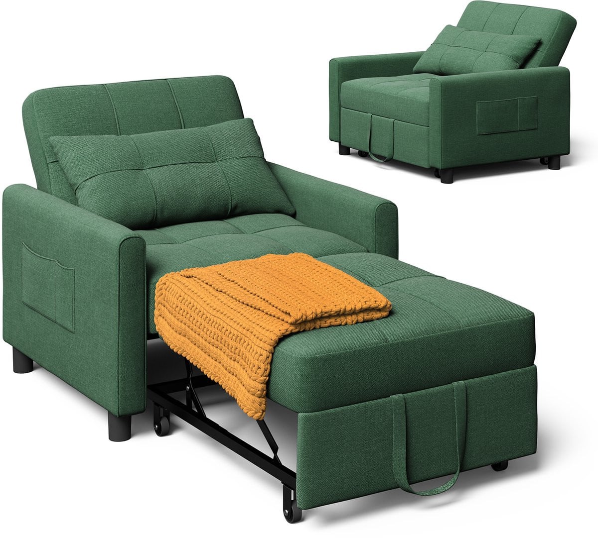 Xbro Slaapbank 3-in-1 Opvouwbare Slaapstoel met Verstelbare Rugleuning en Ligstoel, Maat L