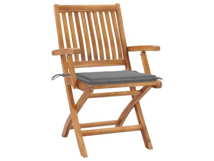 FDSAQOPT Klappstühle, 2 Stück, mit grauen Kissen, aus massivem Teakholz Massives Teakholz, fein geschliffen, klappbar, graue Sitzkissen, gebogene Rückenlehne, 110 kg pro Sitzplatz