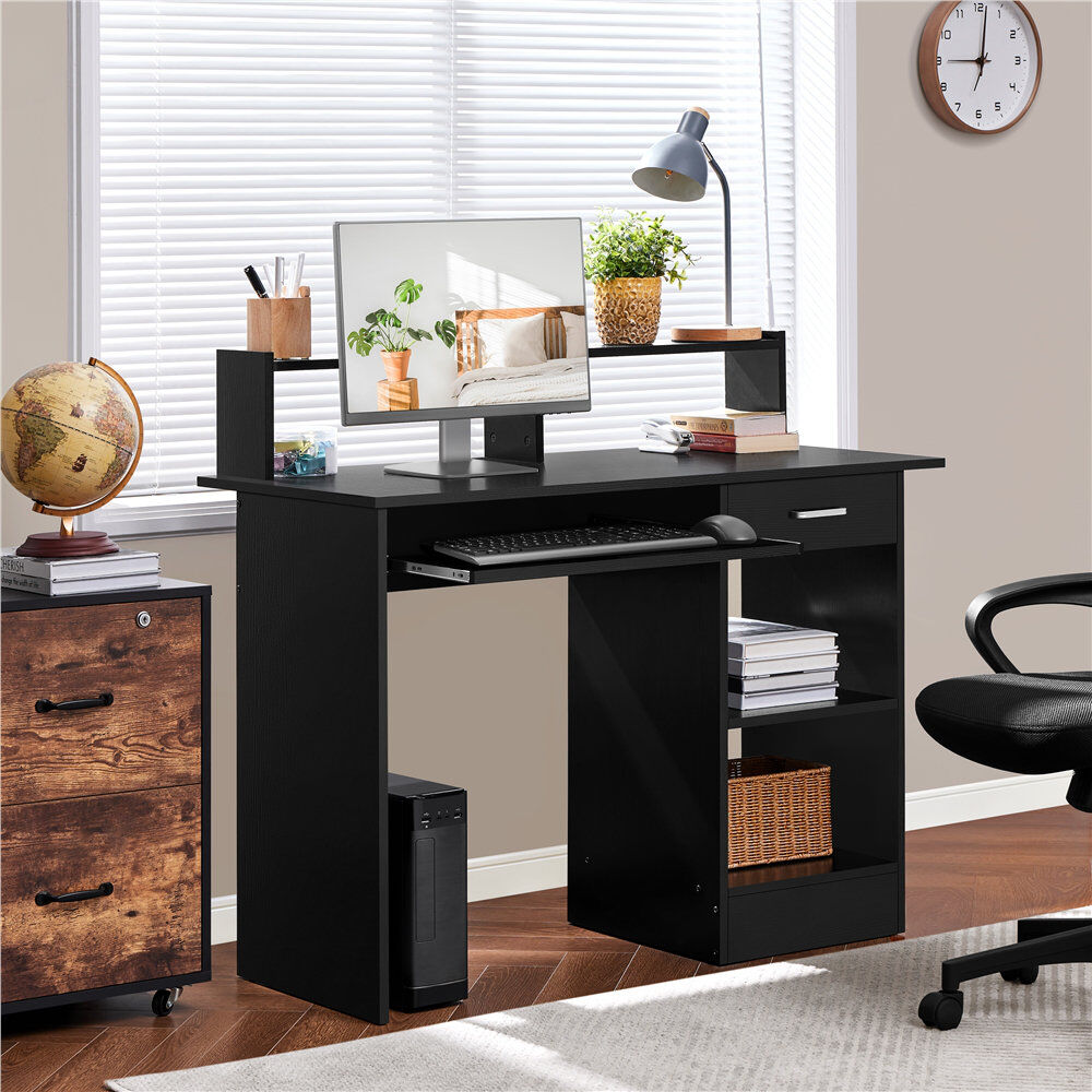 Yaheetech 106cm W Rectangular Computer Desk Black 94cm H X 106cm W X 50cm D