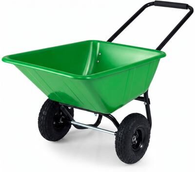Costway Dual-Wheel Wheelbarrow Garden Utility Cart with Pneumatic Tires-Light Green