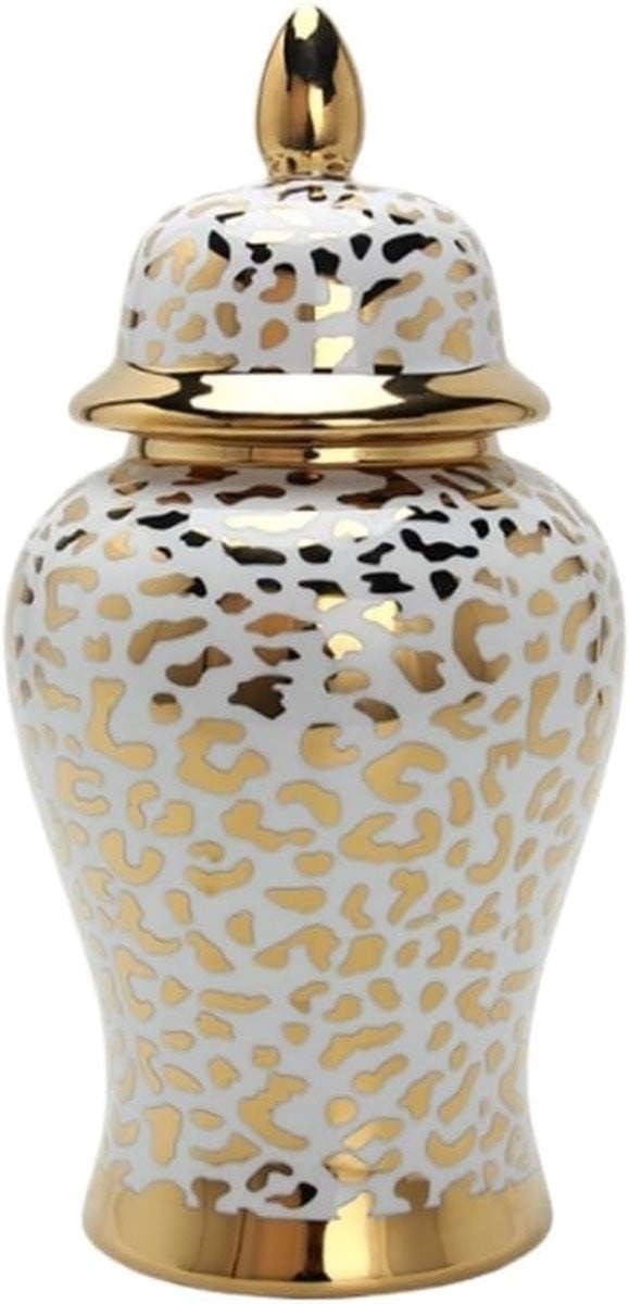 Handgeschilderde keramische gemberpot decoratieve vaas in goud, H 36 cm