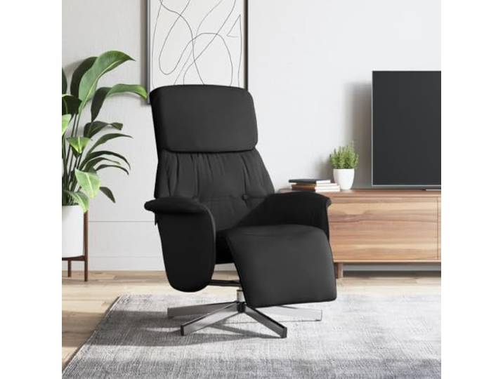 WHOPBXGAD Stoff Manuelle Liegefunktion 360 Grad Drehbar Relaxsessel Schwarz Relaxsessel mit Fußteil Schwarz Stoff, 360 Grad drehbarer Fernsehsessel mit manueller Liegefunktion, bequemer Schlafsessel