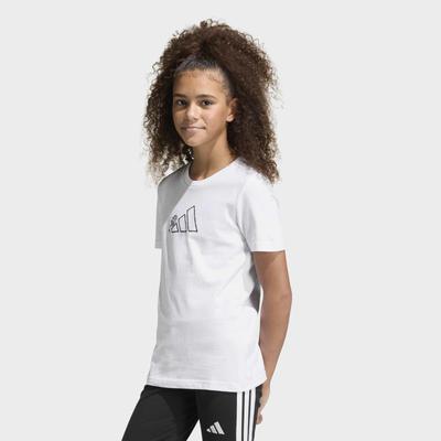 T-Shirt ADIDAS SPORTSWEAR "JUNIOR GIRLS MIT TIERMOTIV", Mädchen, Gr. 128, weiß, Obermaterial: 100% Baumwolle, normal, Rundhals, Shirts T-Shirt