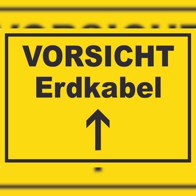 HB-Druck Vorsicht Erdkabel mit Richtungspfeil oben Aufkleber A1 (594x841mm)