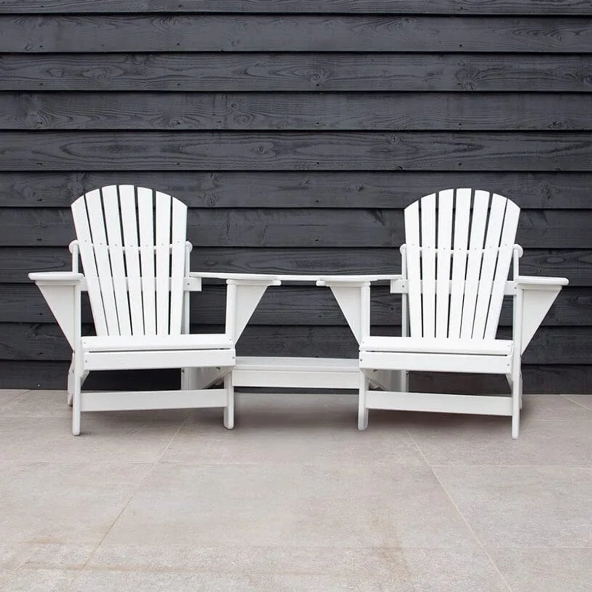 Canada Comfy Chair Originele Adirondack Tete-a-Tete Tuinbank Rond in Wit van Kunststof