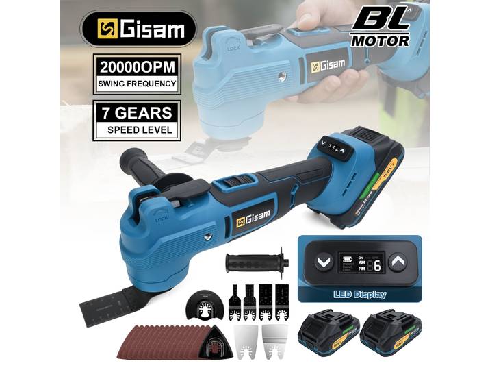 Gismis 20000OPM 7 vitesses oscillant sans brosse multi-outils fonction outil scie électrique tondeuse pelle pour Makita 18V batterie broche
