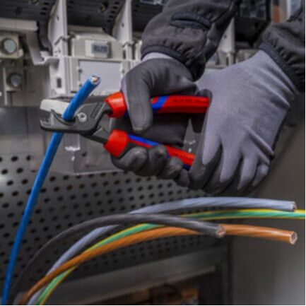 KNIPEX 95 12 225 StepCut® XL Kabelschere mit Stufenschnitt mit Comfort-Griffen brüniert 225 mm)