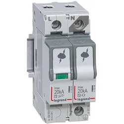 Legrand 412226 Überspannungsableiter Typ 2, 1+1 Schaltung, 230/400 VAC, Imax 20 kA, (Uc)320 VAC