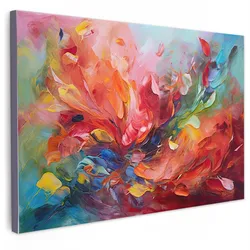 LEINWANDBILD Ölgemälde - Kunst - Abstrakt - Farbenfroh Wohnzimmer Groß 120x80 cm