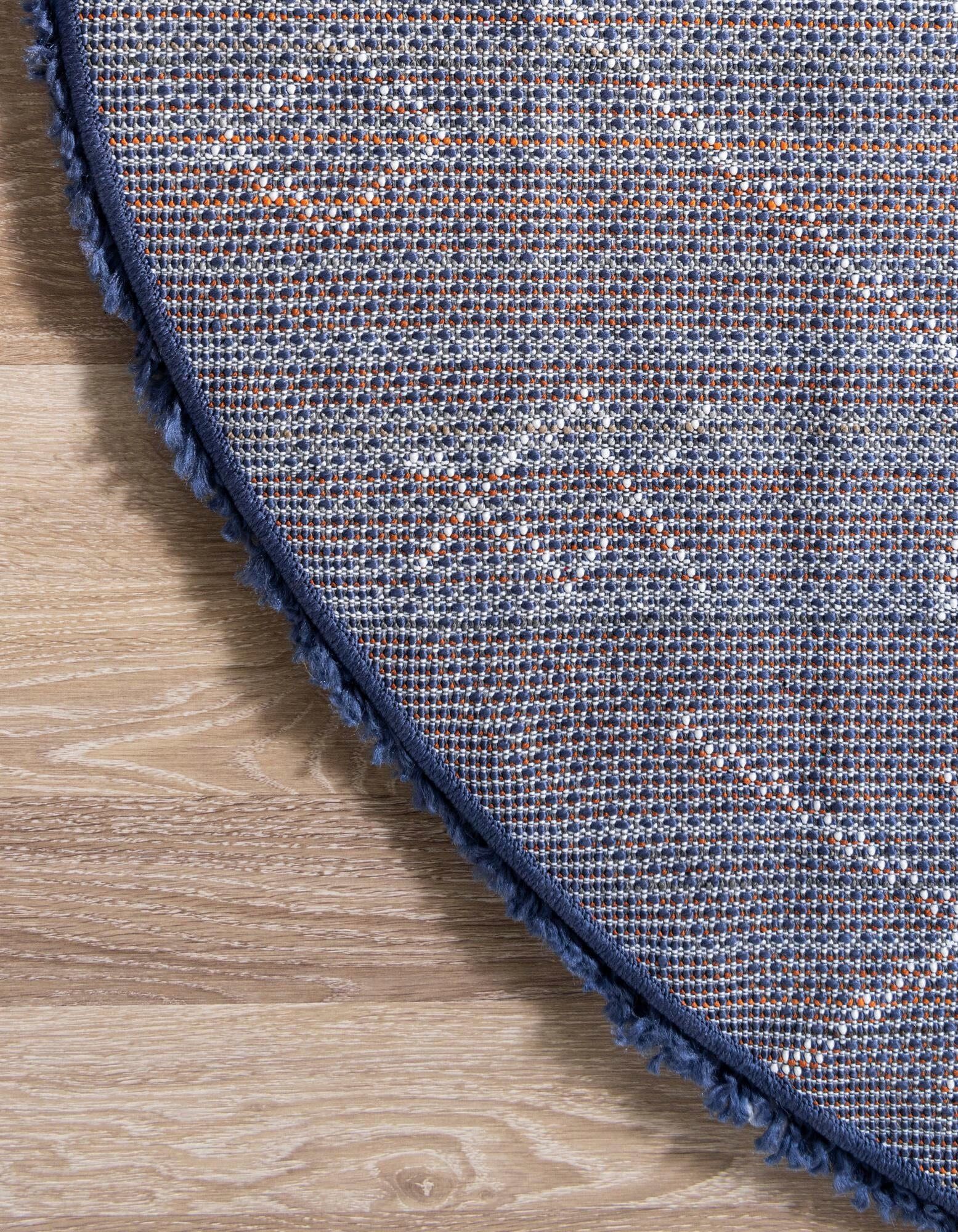 Hochflor-Teppich "Temara Shag, LAGERRÄUMUNG", blau (marineblau, elfenbeinfarben), H:51mm Ø:152cm, Polypropylen (PP), MYFLAIR MÖBEL & ACCESSOIRES, Teppiche, Hochflor-Teppich, gewebt, Scandi Design, ideal im Wohnzimmer & Schlafzimmer marineblau, elfenbeinfa