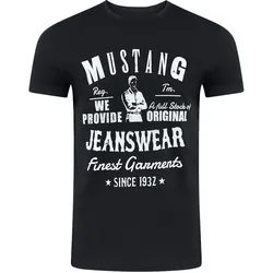 Mustang Herren T-Shirt Mustang Mehrfarbig Rundhals Regular Fit S bis 6XL - Black  (4142) - M