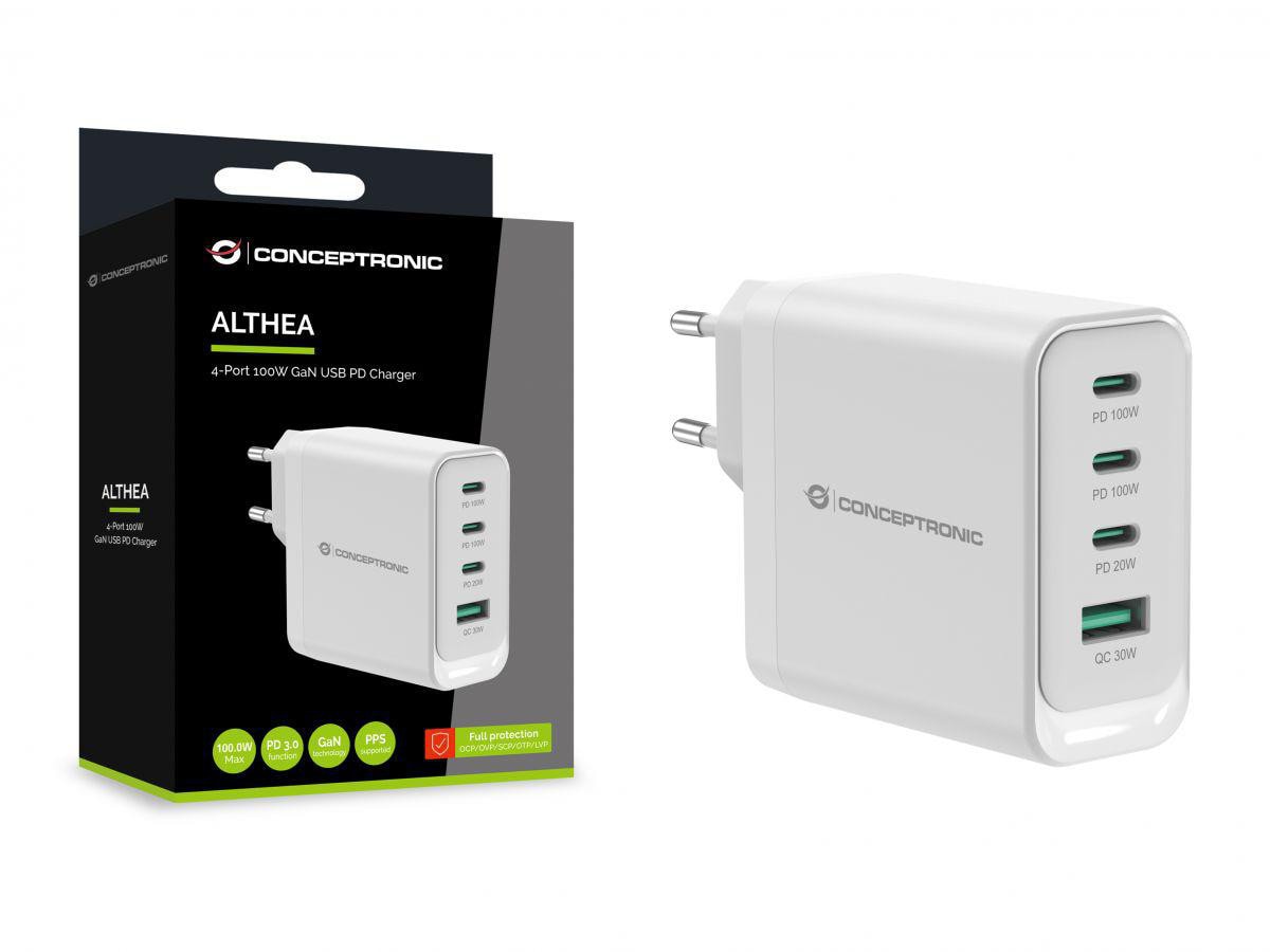 Conceptronic ALTHEA22W100 4-Port-100-W-USB-Ladegerät