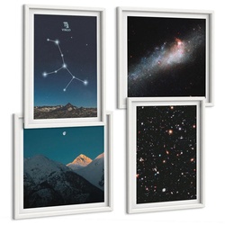 BILDER SET 4er Set - 50x50 cm & 40x60 cm Weißer Rahmen - Jungfrau-Galaxie-Universum
