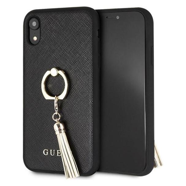 Guess iPhone XR GUHCI61RSSABK black hard case Saffiano with ring stand (Apple iPhone XR) (53764878)